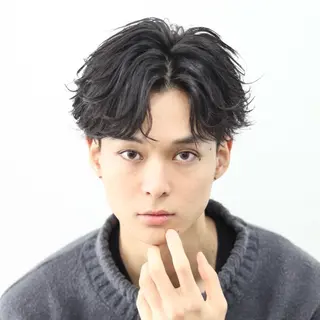 ショート カラー パーマ メンズ 🔥メンズ極🔥韓国 シャドウ/波巻き柿崎のヘアスタイル