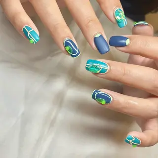 ミディアム カラー パーマ ヘアアレンジ メンズ キッズ ネイル マツエク・マツパ アイブロウ el. by Aoのネイルデザイン