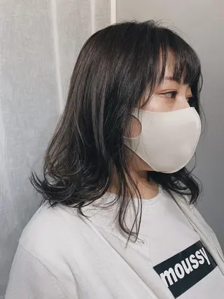 セミロング カラー ヘアアレンジ ボブパーマコテ巻き風 パーマNo1深江秀平のヘアスタイル