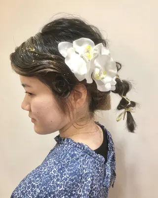ミディアム カラー パーマ ヘアアレンジ 高橋 隆一のヘアスタイル