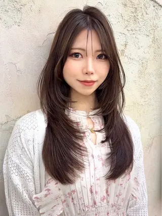ロング カラー ワンカラー/暖色/ 縮毛矯正/ゆい🪽のヘアスタイル
