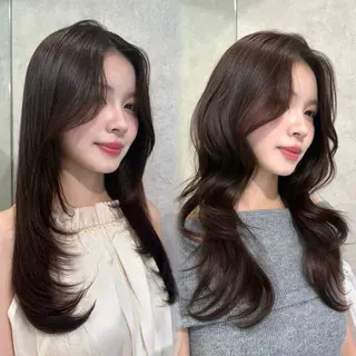 セミロング カラー ハッシュカット/ 水光艶カラー/RINのヘアスタイル