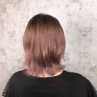 ミディアム カラー 小顔レイヤー/ ベージュ🤍Rieのヘアスタイル