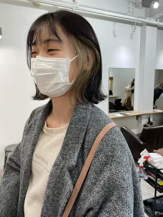 ショート カラー パーマ ヘアアレンジ メンズ キッズ ネイル マツエク・マツパ アイブロウ パーマ/透明感カラー /ボブ/吉田一生のヘアスタイル