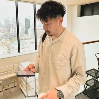 ショート パーマ メンズ 原宿↔︎浦和 美容師 折笠 亮のヘアスタイル