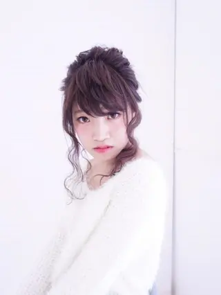 セミロング パーマ ヘアアレンジ 山北 咲子のヘアスタイル