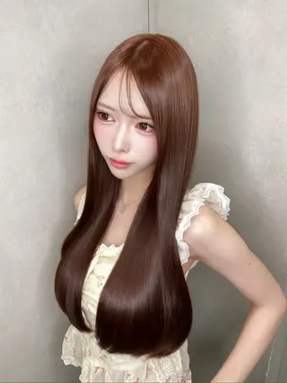 セミロング カラー パーマ 🫧巻ける縮毛矯正 🫧髪質改善リク🫧のヘアスタイル