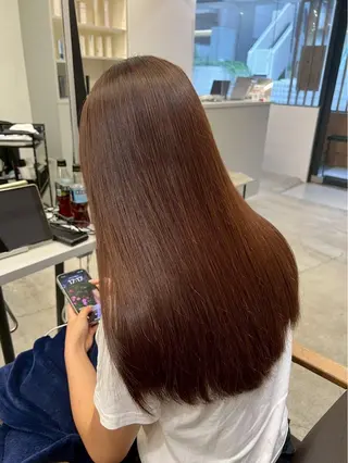 ロング パーマ 🍒モテ暖色カラー × うる艶✧ ゆなのヘアスタイル