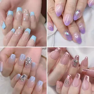 ネイル 渋谷／チップ長さ出し 👑アプレgel-xのネイルデザイン