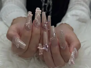 ネイル 🎀うかん 🎀チップ長さ出しのネイルデザイン