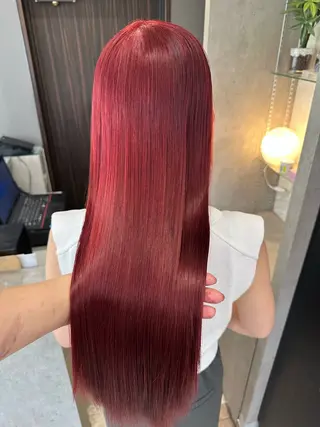 セミロング カラー 天神暖色カラー レイヤー・髪質改善のヘアスタイル