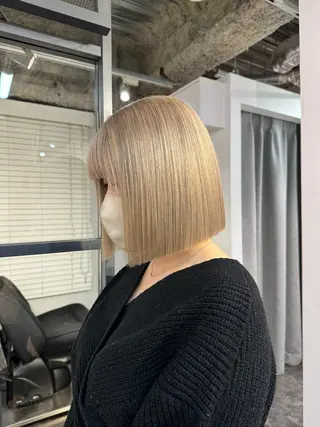 ショート カラー ハイトーン&髪質改善 ＆韓国エクステ🤎のヘアスタイル
