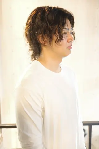 ミディアム パーマ メンズ 浅岡 昭汰のヘアスタイル