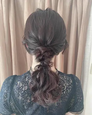 セミロング カラー パーマ ヘアアレンジ キッズ マツエク・マツパ アイブロウ ヘアメイク10年から 美容師💄Anriのヘアスタイル