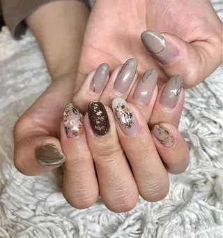 ミディアム カラー パーマ ヘアアレンジ ネイル マツエク・マツパ el. by Aoのネイルデザイン