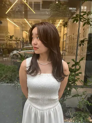 セミロング カラー 韓国好き🇰🇷 美容師MIKUのヘアスタイル
