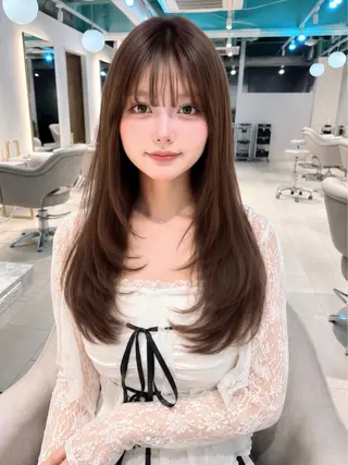 ロング 顔周り/レイヤー/ 銀座/kaede🎀のヘアスタイル