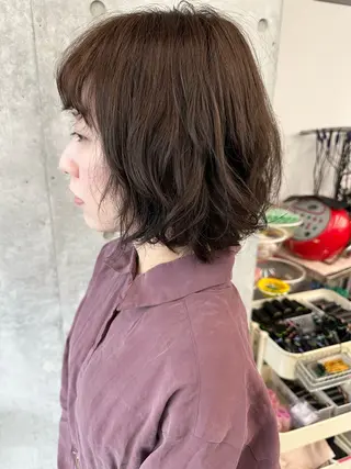 ミディアム パーマ ボブ/ゆるふわ ボブパーマ/とういのヘアスタイル