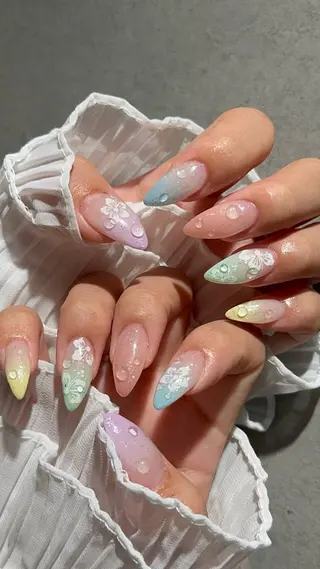 ネイル I-nailロング /ワンホン/キラキラのネイルデザイン