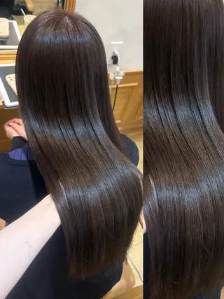 ロング カラー パーマ 髪質改善Wカラー ウルトワのアユカのヘアスタイル