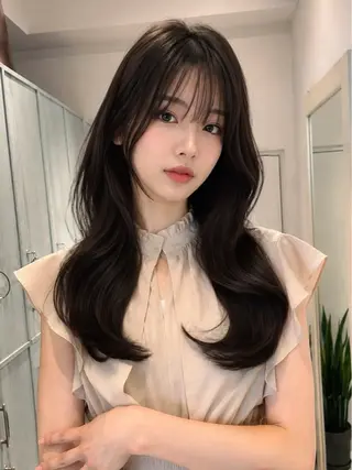 セミロング カラー 【韓国ヘア×透明感 カラー】笹谷 莉未のヘアスタイル