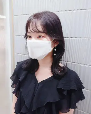 ミディアム ヘアアレンジ カラー 南 ちひろのヘアスタイル