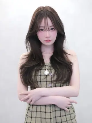 ロング カラー 盛れる顔周りカット ♥️韓国ヘア"ちぇるのヘアスタイル