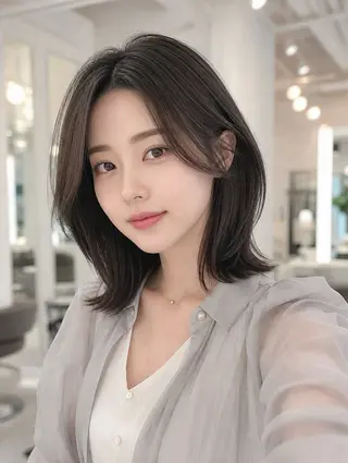 ミディアム カラー 韓国レイヤーカット× 髪質改善ラビマーニのヘアスタイル
