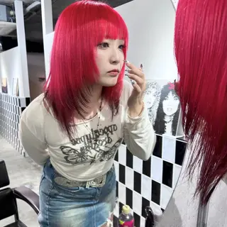 セミロング カラー ヘアアレンジ TAKUMAブリーチ /デザインカラーのヘアスタイル