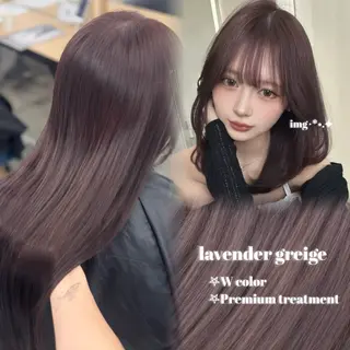 セミロング カラー ヘアアレンジ 🤍淡色ピンク&ラベ ンダーYUKI🤍のヘアスタイル