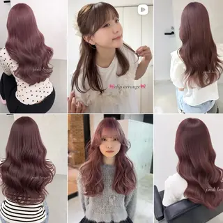 ロング カラー 🎀ピンクベージュ/ 梅田/茶屋町🎀のヘアスタイル
