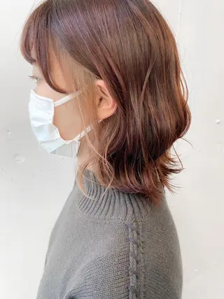 ミディアム カラー ウルフカット レイヤーカット上柿のヘアスタイル