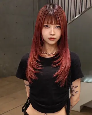 ロング カラー レイヤー/ブリーチ iwamiya岩見谷のヘアスタイル