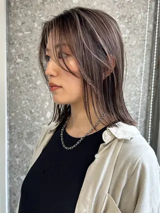 ミディアム カラー 似合わせ×ハイトーン ブリーチカラー/大雅のヘアスタイル