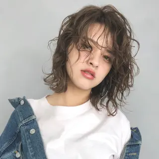 ミディアム カラー パーマ ヘアアレンジ ITbyALBUM 中野店のヘアスタイル
