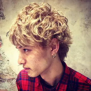 ショート ミディアム カラー パーマ メンズ Soleria 田中慎一のヘアスタイル