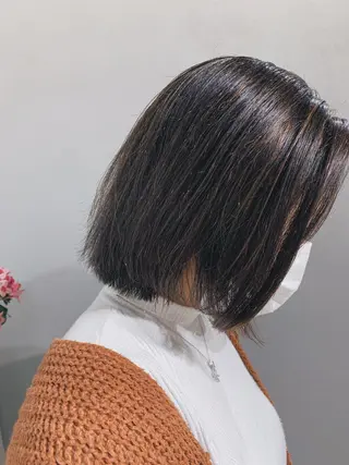 ミディアム カラー ヘアアレンジ ボブパーマコテ巻き風 パーマNo1深江秀平のヘアスタイル