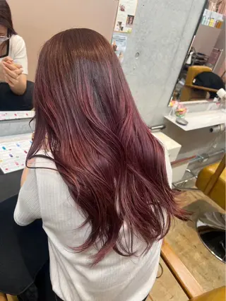 ロング カラー ヒナ/レイヤーカット 艶感ワンカラーのヘアスタイル