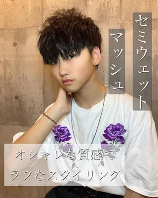 ショート カラー パーマ メンズ縮毛矯正 細谷碧海のヘアスタイル