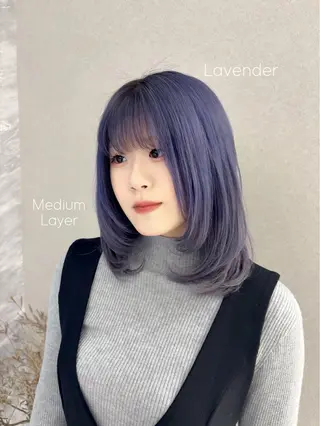 ミディアム カラー レイヤーカット/ ヘアカラー/RENAのヘアスタイル