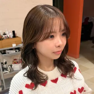 セミロング パーマ 韓国風パーマ🌿コテ 巻き風パーマ/るいのヘアスタイル