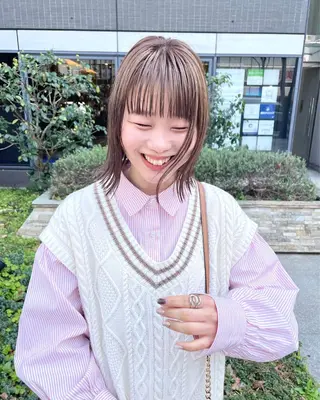 ミディアム カラー パーマ ヘアアレンジ メンズ キッズ ネイル マツエク・マツパ アイブロウ tatsumi/ボブ ウルフ/レイヤーのヘアスタイル