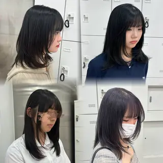 ミディアム 抜け感レイヤー︴ ニュアンスカラーのヘアスタイル