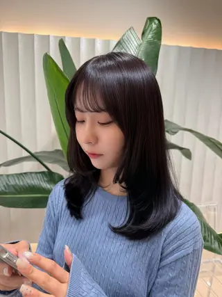 ロング カラー ラベンダー💜グレー 🩶ミント‪🩵のヘアスタイル