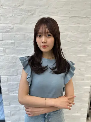 セミロング 前髪顔まわりカット 🌈中村海聖のヘアスタイル