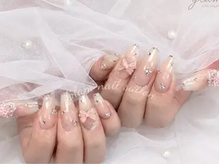 ネイル エツメ💅 長さ出し🎀デザインのネイルデザイン