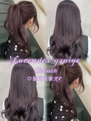 セミロング カラー Rin♡透明感ピンク 🎀白肌ラベンダーのヘアスタイル