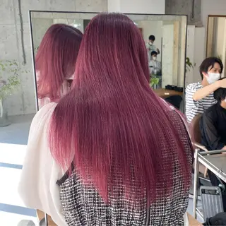 ロング カラー 美髪矯正 韓国レイヤーのヘアスタイル