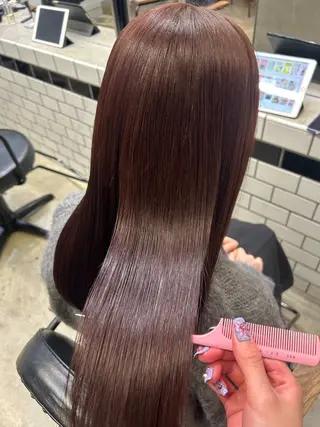 ロング カラー 🌷ラベンダーピンク 顔まわり🌷ねいろのヘアスタイル