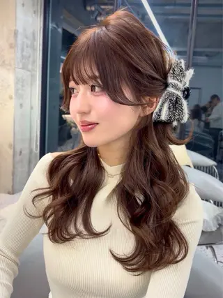ミディアム カラー ヘアアレンジ レイヤー/オリーブ 赤み消し/はるかのヘアスタイル